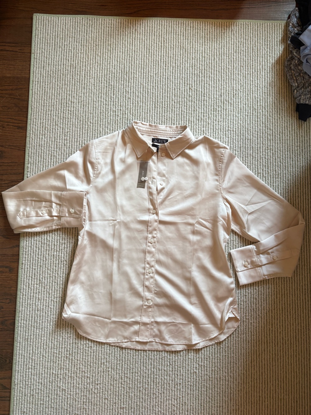 J.CREW Ivory Satin Button-Up Shirt